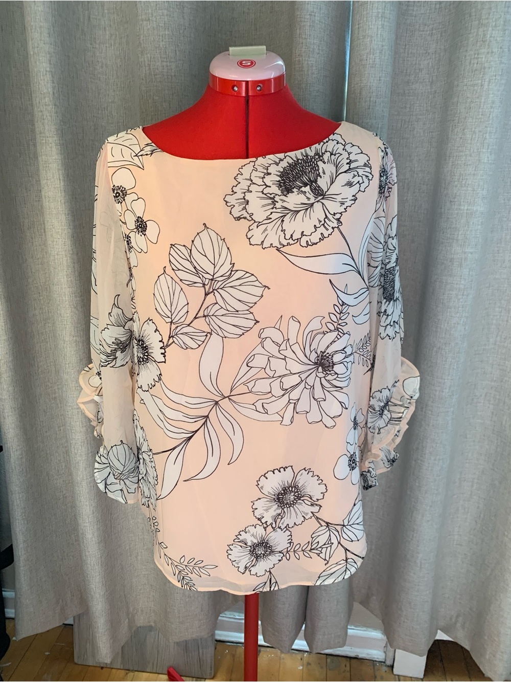 Calvin Klein Floral Boatneck Blouse - Pink